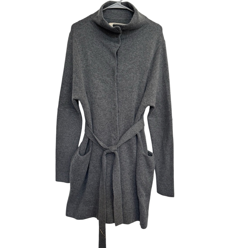 W Concept By Doon Cashmere Wool Sweater Size M Gray Pockets Mid Length Luxury